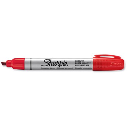 Sharpie Metal Permanent Marker / Small Chisel Tip / Red / Pack of 12