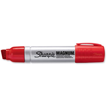 Sharpie Magnum Metal Permanent Marker, Chisel Tip, Red, Pack of 12