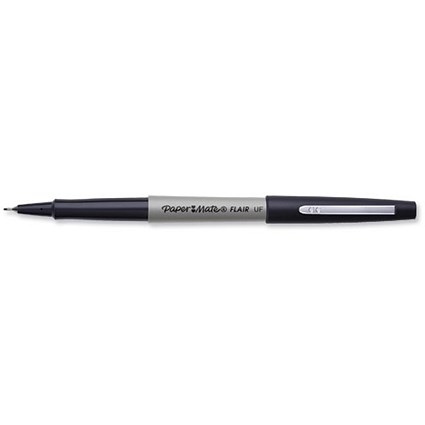 Paper Mate Ultra Fine Felt Tip Pen, 0.5mm Tip, Black, Pack of 12
