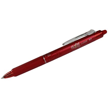 Pilot FriXion Clicker Rollerball Pen, Retractable, Erasable, 0.7mm Tip, 0.35mm Line, Red, Pack of 12