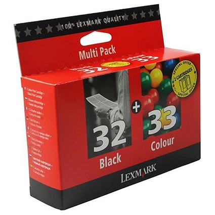 Lexmark 32/33 Black and Colour Inkjet Cartridges (2 Cartridges)