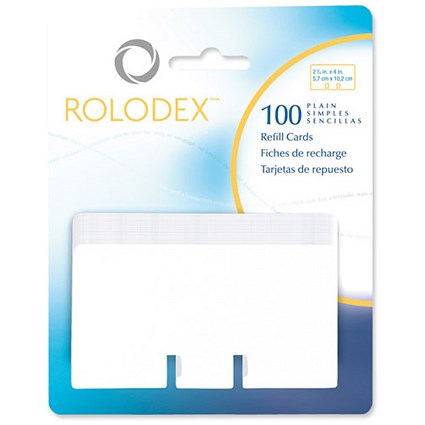 Rolodex Plain Refill Cards / 57x102mm / White / Pack of 100