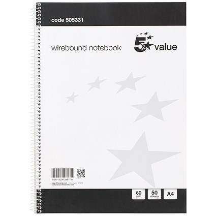 Everyday Wirebound Notebook, A4, Ruled, 100 Pages, Pack of 10