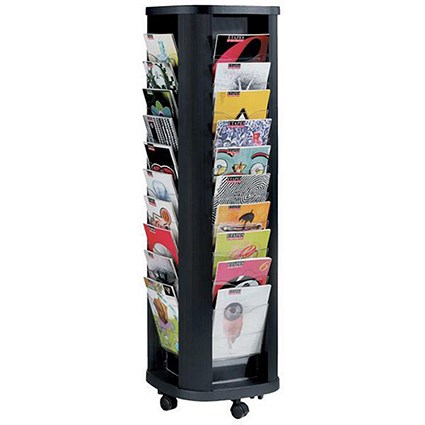 Fast Paper Mobile Literature Display Carousel / A4 Pockets / Black