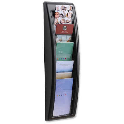 Wall-Mounted Literature Holder / 5 x 1/3 A4 Pockets / Black
