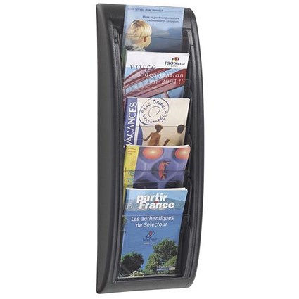 Fast Paper Wall-Mounted Literature Holder / 5 x A5 Pockets / Black