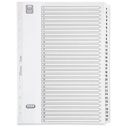 Elba Subject Dividers / 1-31 / Clear Tabs / A4 / White