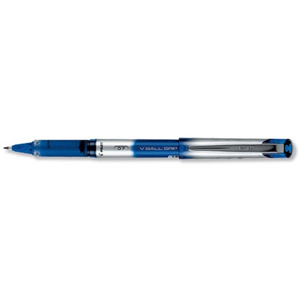 Pilot VBall VB7 Rollerball Pen / Rubber Grip / 0.7mm Tip / 0.4mm Line / Blue / Pack of 12