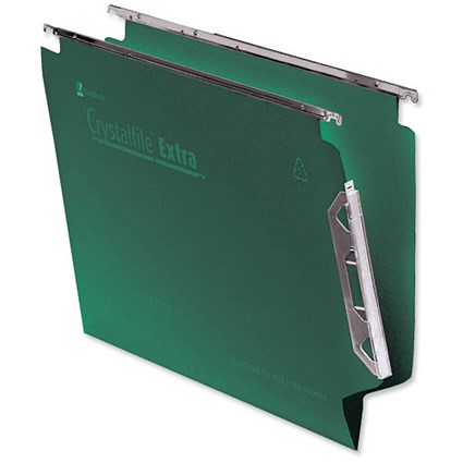 Rexel CrystalFile Extra Lateral Files / Plastic / 330mm Width / 15mm V Base / Green / Pack of 25
