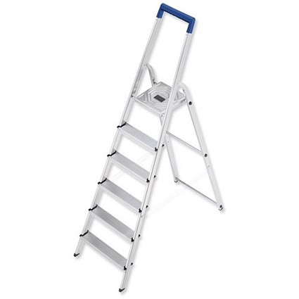 Folding Aluminium Ladder - 6 Non Slip Ribbed Steps