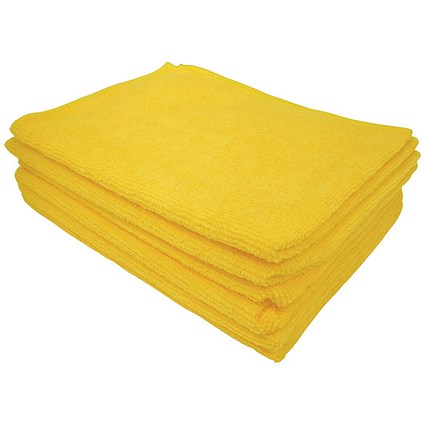 5 Star Microfibre Cloths, Multisurface, Yellow, Pack of 6