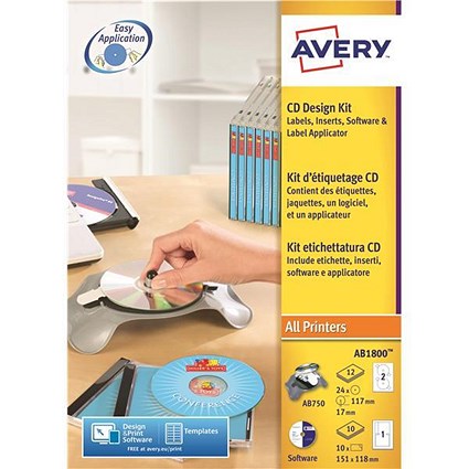 Avery afterBURNER Label System Software with Applicator / 10 Inserts / AB1800 / 24 Labels