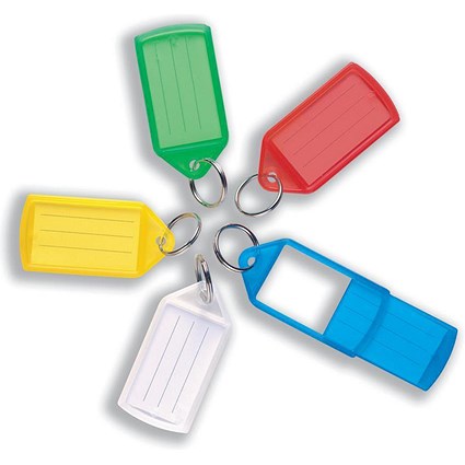 5 Star Key Hanger Sliding Fob Label Area 55x30mm Tag Size Large 75x37mm Assorted [Pack 10]