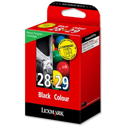 Lexmark 28/29 Black and Colour Inkjet Cartridges (2 Cartridges)