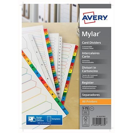 Avery Index Multipunched / 1-75 / A4 / White