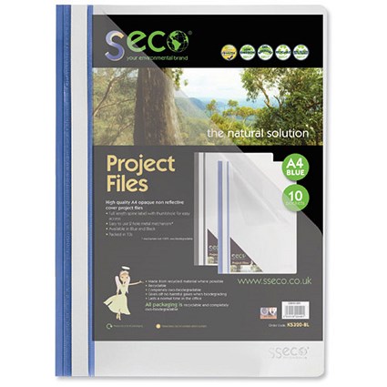 SSeco Project Files / Oxo-biodegradable / Flat Bar / Opaque Front / A4 / Blue / Pack of 10