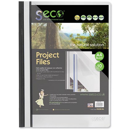 SSeco Project Files / Oxo-biodegradable / Flat Bar / Opaque Front / A4 / Black / Pack of 10