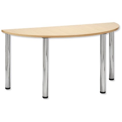 Trexus Conference Table Semicircular Silver Round Legs W1500xD750xH735mm Maple