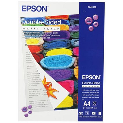 Epson A4 Heavyweight Double-Sided Matte Photo Paper / White / 178gsm / Pack of 50