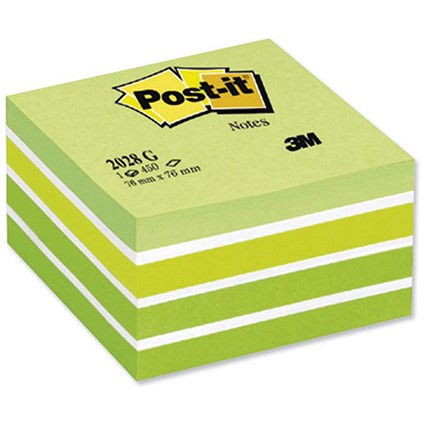 Post-it Note Cube Pad of 450 Sheets 76x76mm Pastel Green Ref 2028G