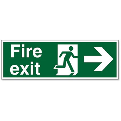 Stewart Superior Fire Exit Sign Man and Arrow Right 600x200mm Polypropylene