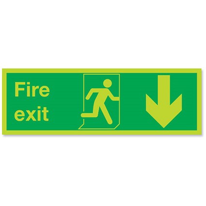 Stewart Superior Fire Exit Man Arrow Down Self Adhesive Sign Standard