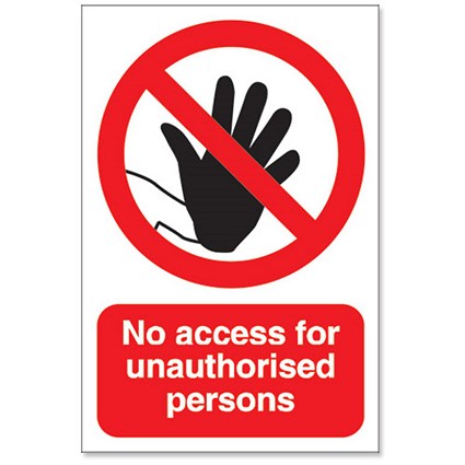 Stewart Superior No Access For Unauthorised Persons Sign - 200x300mm