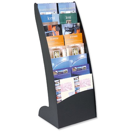 Curved Literature Display Holder / 8x20mm Compartments / Black