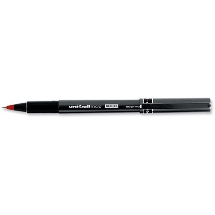 Uni-ball UB155 Micro Deluxe Rollerball Pen / Ultra Fine / 0.5mm Tip / 0.2mm Line / Red / Pack of 12
