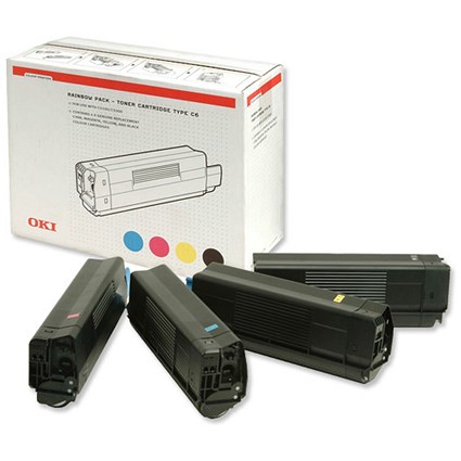 Oki C5300 Laser Toner Cartridge Value Pack - Black, Cyan, Magenta and Yellow (4 Cartridges)