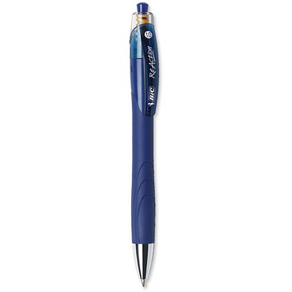 Bic ReAction Ball Pen / Retractable / Long Grip / Reactive Tip / Blue / Pack of 12