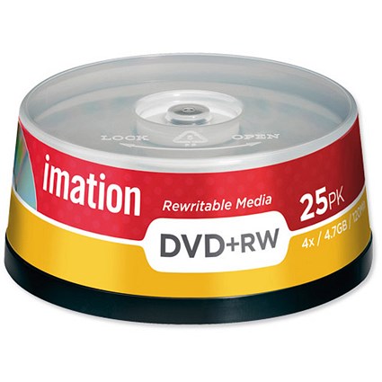 Imation DVD+RW Rewritable Disk on Spindle 4x Speed 120min 4.7GB [Pack 25]
