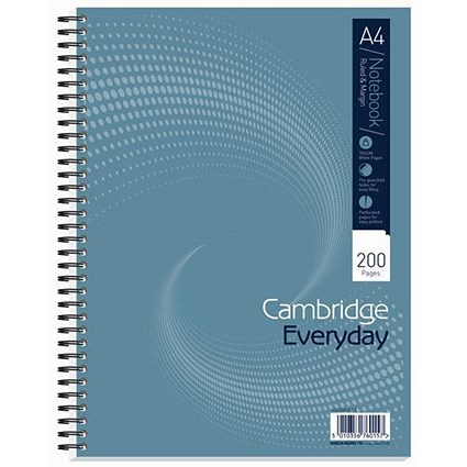 Cambridge Wirebound Notebook / A4 / Punched / Perforated / Ruled / Margin / 200 Pages / Pack of 3
