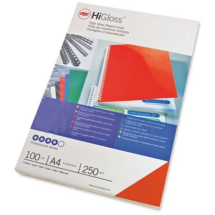 GBC Card Binding Covers / 250gsm / A4 / Gloss Red / Pack of 50x2
