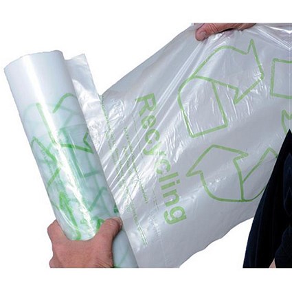 5 Star Remarkable Loop Bin Liners / Green / 60 Litre / Clear / Pack of 50