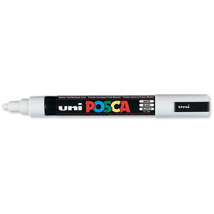 Uni Posca PC5M Marker / Medium Tip / White / Pack of 12