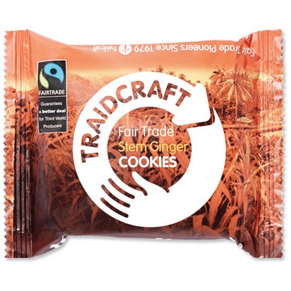 Traidcraft Cookies Stem Ginger Fairtrade 2 per Minipack [Pack 24]