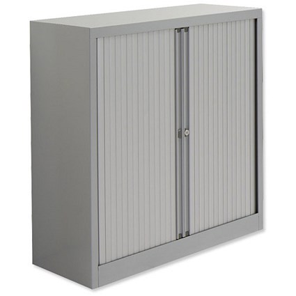 Bisley A4 EuroTambour / 2 Shelves / Silver Frame / Silver Shutters/ Low