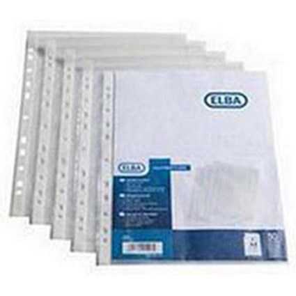 Elba Multipunched Pockets / Polypropylene / Top-opening / A5 Portrait / Clear / Pack of 100