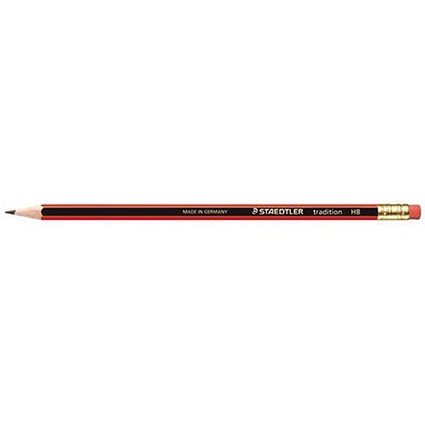 Staedtler 110 Tradition Pencil, Cedar Wood with Eraser, HB, Pack of 12