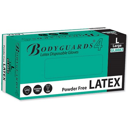 Powder-Free Disposable Latex Gloves, Large, 50 Pairs