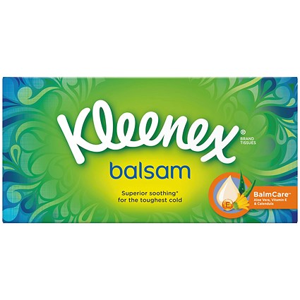 Kleenex Balsam Facial Tissues Box, 3-Ply with Protective Balm, 64 Sheets
