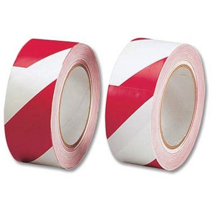 5 Star Hazard Tape Soft PVC Internal Use Adhesive 50mmx33m Red and White