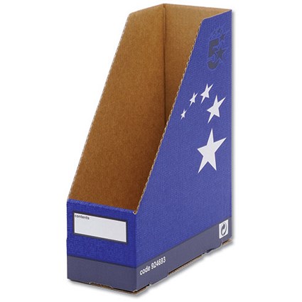 5 Star Recycled Magazine File, Quick-assembly, Recycled, A4+, Blue, Pack of 10