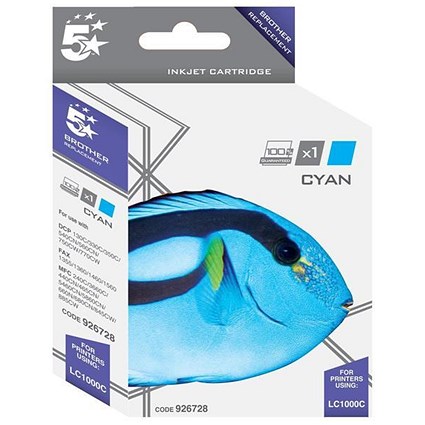 5 Star Compatible - Alternative to Brother LC1000C Cyan Inkjet Cartridge