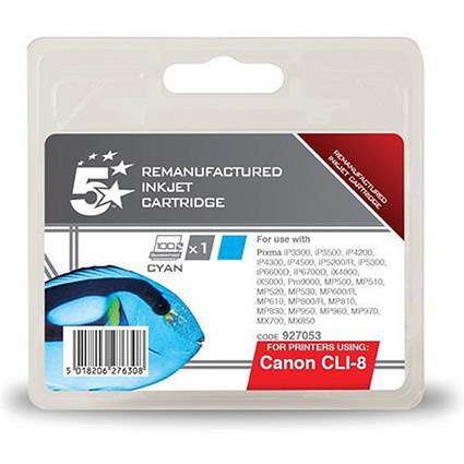 5 Star Compatible - Alternative to Canon CLI-8C Cyan Inkjet Cartridge