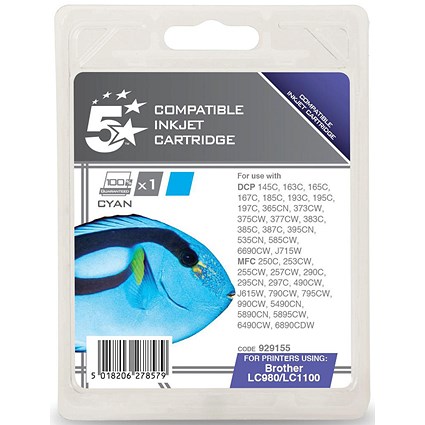 5 Star Compatible - Alternative to Brother LC1100C Cyan Inkjet Cartridge