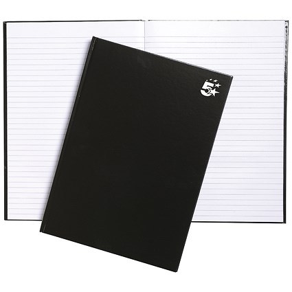 5 Star Hard Cover Casebound Notebook, A4, Ruled, 160 Pages, Pack of 5