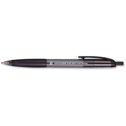 5 Star Grip Ball Pen Retractable / Black / Pack of 12