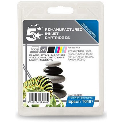 5 Star Compatible - Alternative to Epson T0487 Inkjet Cartridge Value Pack - Black and 5 Colours (6 Cartridges)